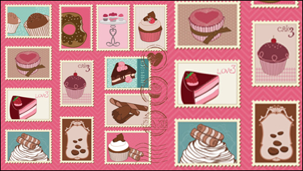 Cartoon illustration of stamps 01 - Vector