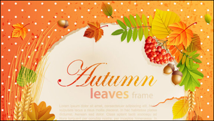 Beautiful autumn leaves frame background 05-- vector material