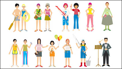 Colorful characters vector material