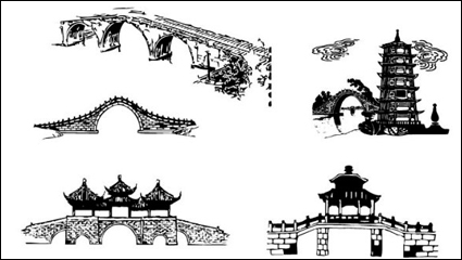 Chinese traditional architectural arch vector material