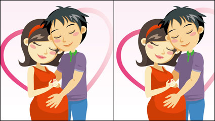 Cartoon expectant mothers 03 - Vector
