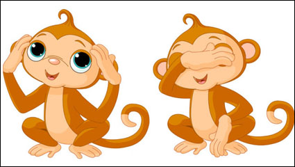 Monkey cartoon image 01 - vector material