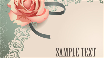 Vintage Roses Card text template vector material -1