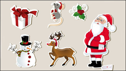Christmas elements stickers 01 - vector material
