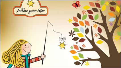 Cartoon illustrator of children 03 - vector material