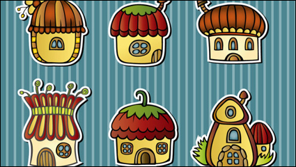 Cartoon mushroom house 01 - vector material