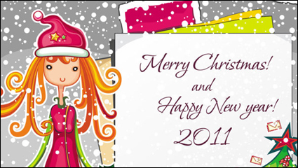 Christmas cartoon girl image - vector material