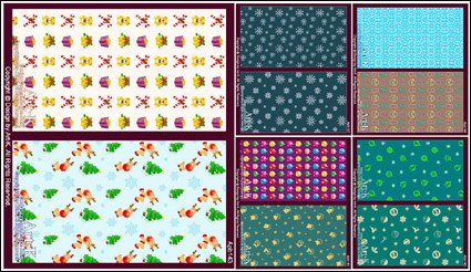 Snow, eggs, ornaments, elk, bears, bells Vector