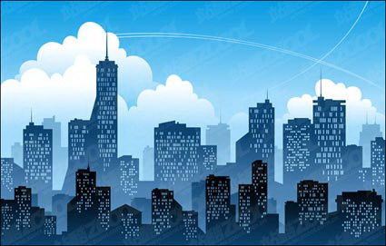 Blue City silhouette vector