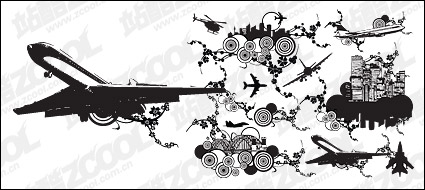 Cities and tread combination of elements of vector material