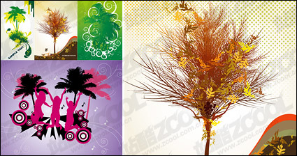 the theme of trees vector illustrations material