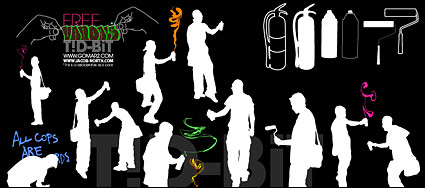 Vector material spray-painted figures